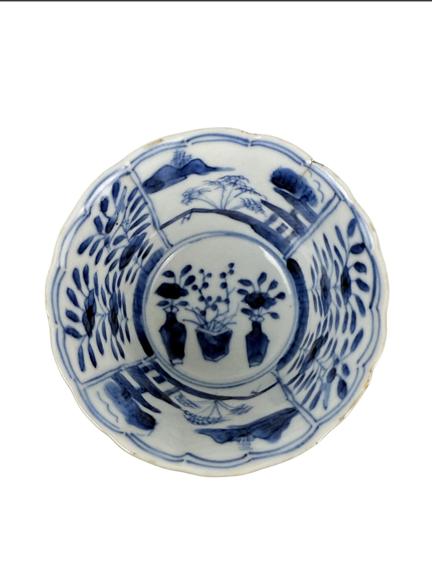 A Chinese Export Brown-Glazed and Underglaze Blue Teacup and Saucer  19th Century Apocryphal Kangxi Mark