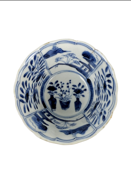 A Chinese Export Brown-Glazed and Underglaze Blue Teacup and Saucer  19th Century Apocryphal Kangxi Mark