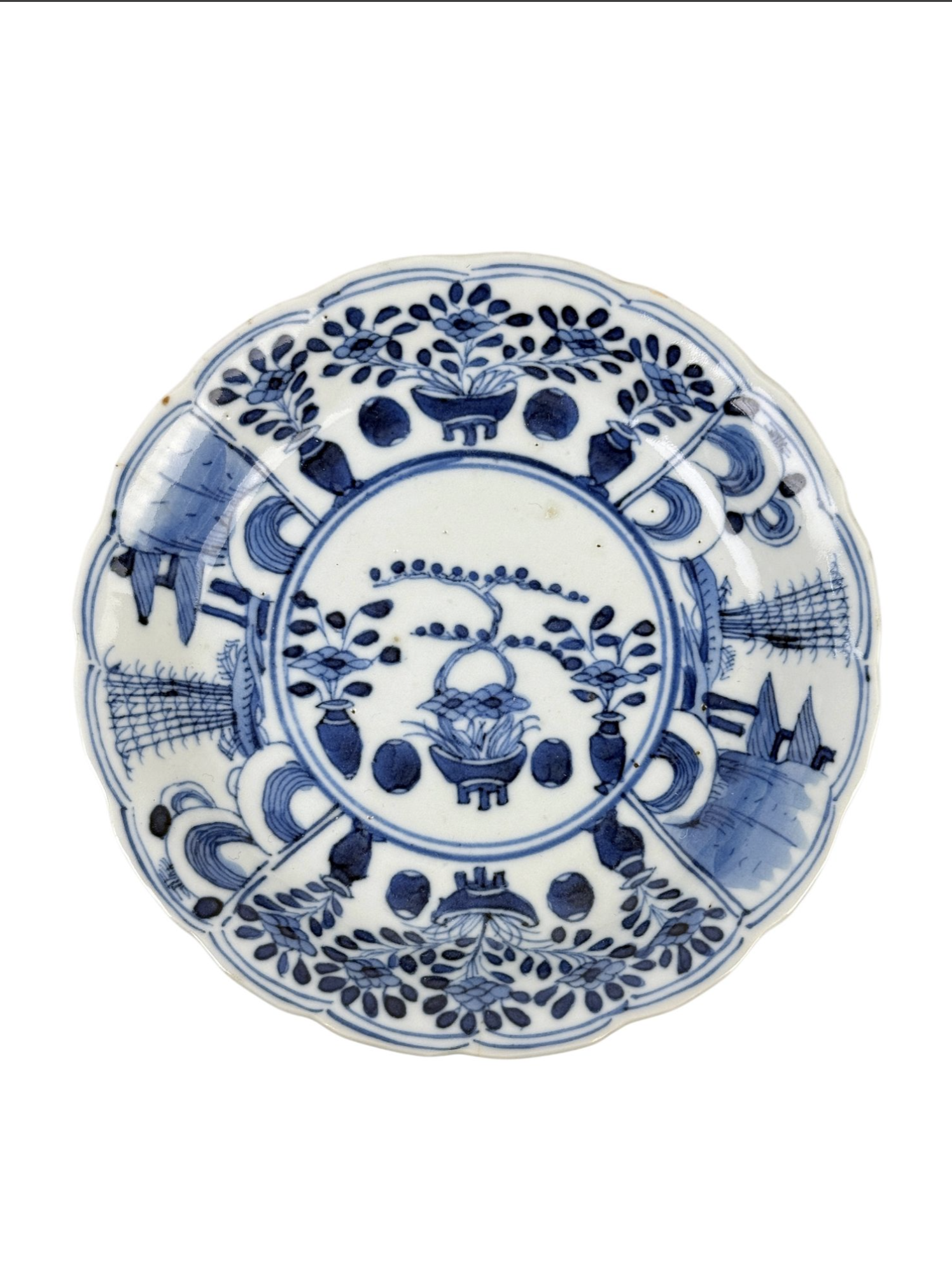 A Chinese Export Brown-Glazed and Underglaze Blue Teacup and Saucer  19th Century Apocryphal Kangxi Mark