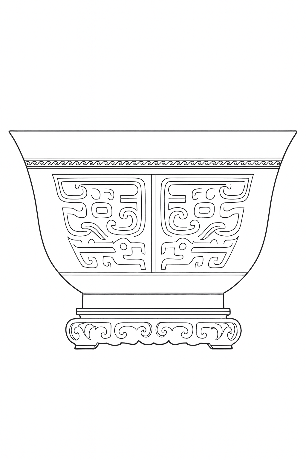 Song-Yuan Dynasty Jade Ritual Offering Bowl with Cloud-Thunder and Auspicious Beast Motifs