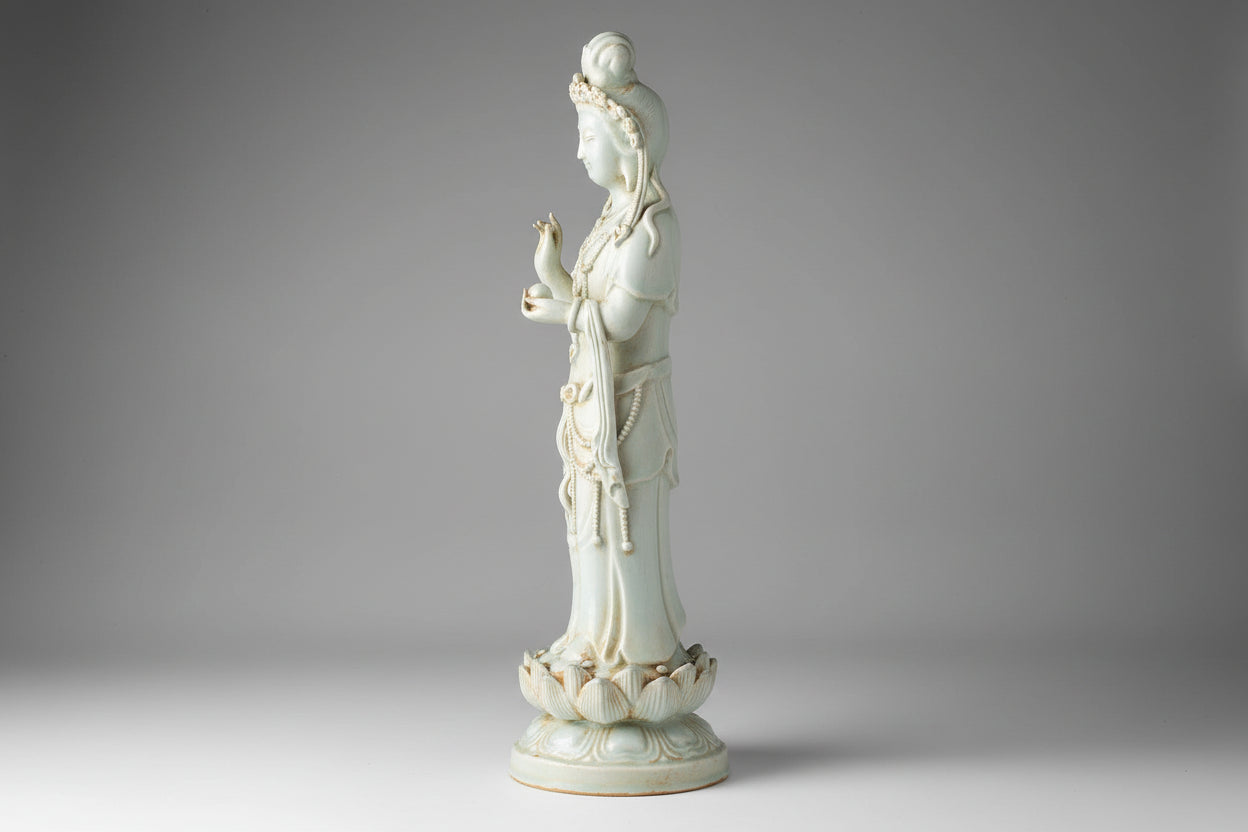 17th Century Chinese Qingbai Glazed Guanyin Figure